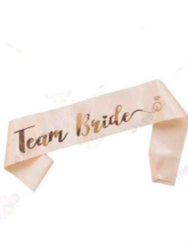 Team Bride Sash - Foil Gold on Peach (with Ring)