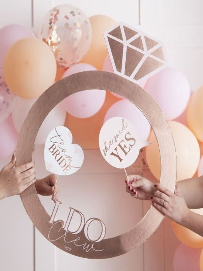 Rose Gold Ring Hen Party Photo Booth Frame