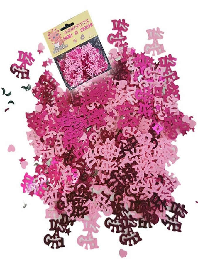 Confetti Its a Girl Met Light Pink Baby Shower Table Decorations