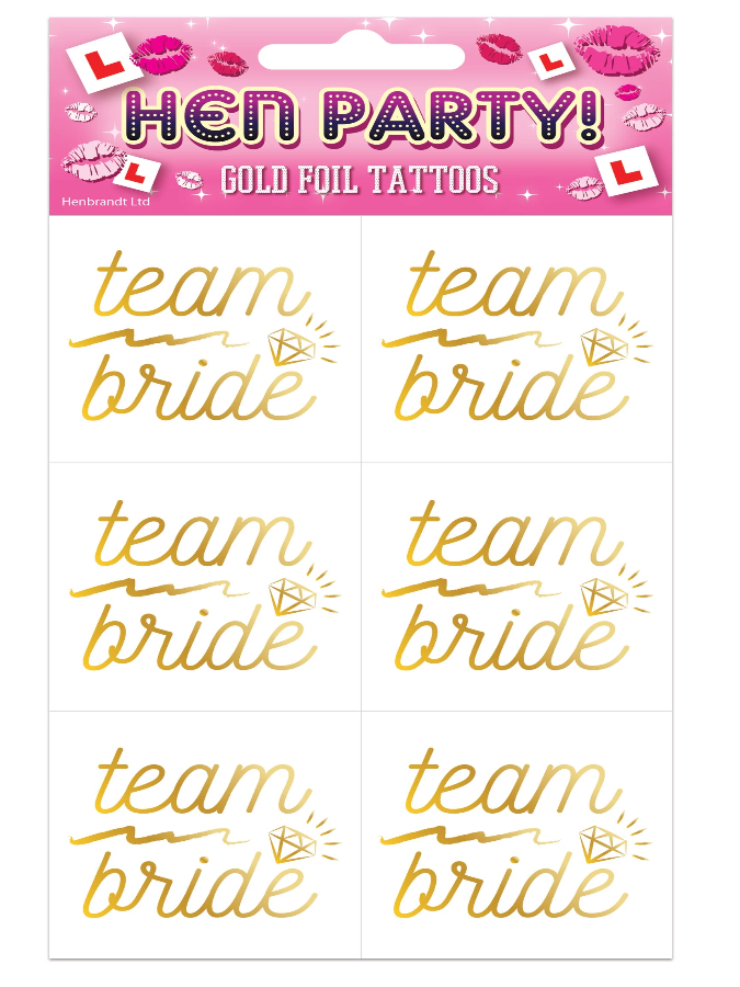 Gold Team Bride Tattoos Cheers Bachelorette Temporary Tattoos Women