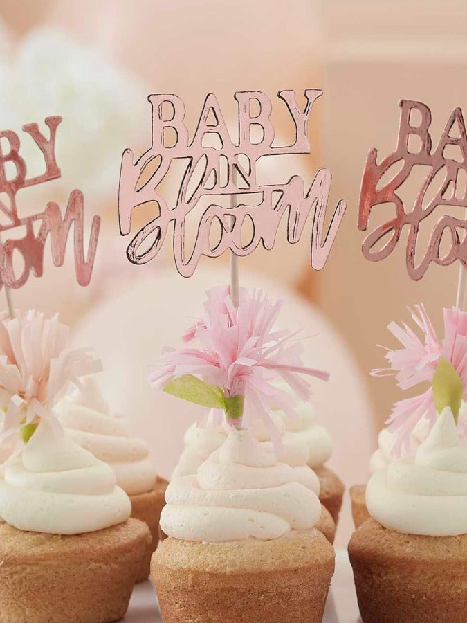 Gold baby sales shower cupcake toppers
