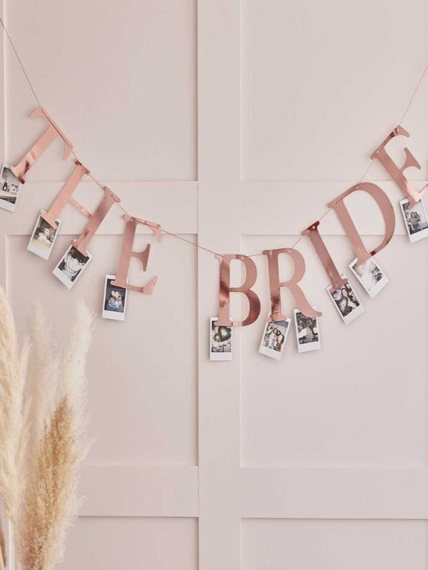 Rose Gold The Bride Hen Party Bunting with Photo Pegs
