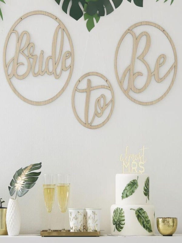3 Wooden  Hoops with Bride To Be text