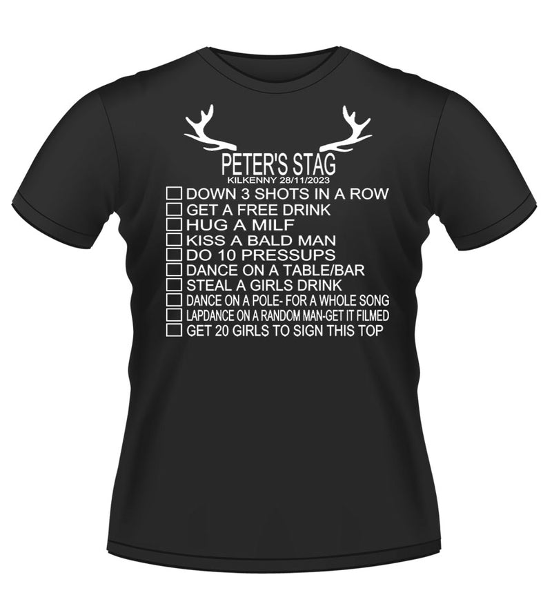 personalised 'DARE LIST' Stag Party T-shirt