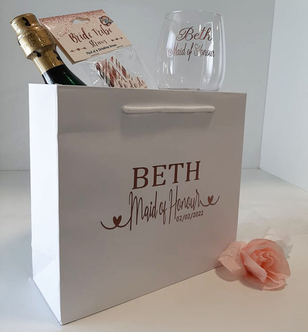 Luxury Personalised Calligraphy style Maid of honour Bag
