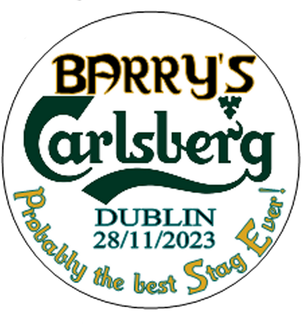 Personalised CARLSBERG Theme Stag party Badge