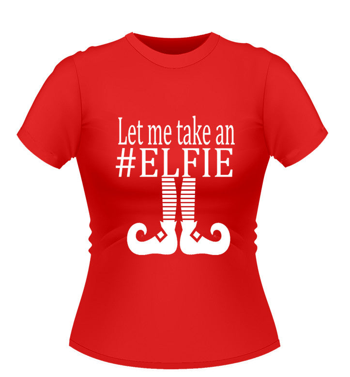 Elfie Novelty Xmas T-Shirt, Ladies