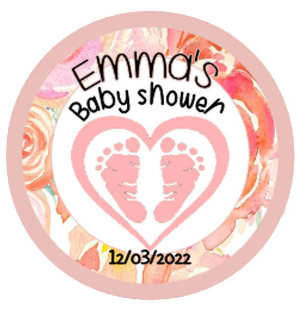 Baby shower Personalised Badge Baby Footprint Design Pink