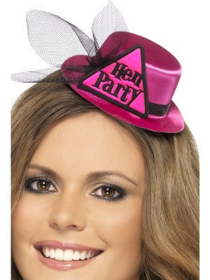 Hen Party Hat, Pink, with Hairclip and Veil