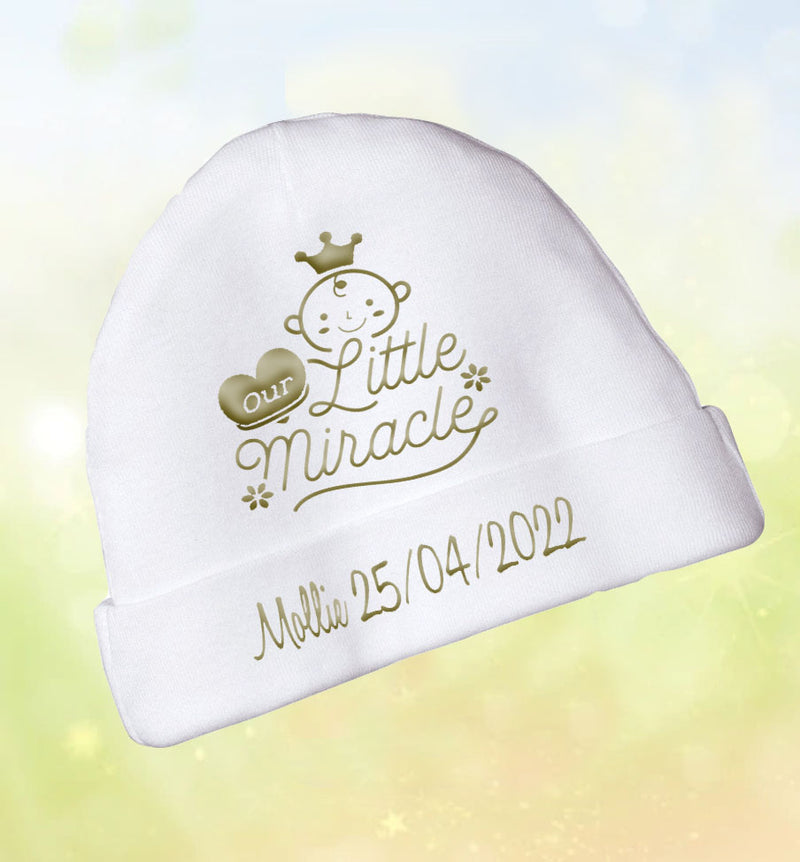 Personalised 'Our little Miracle' Newborn hat
