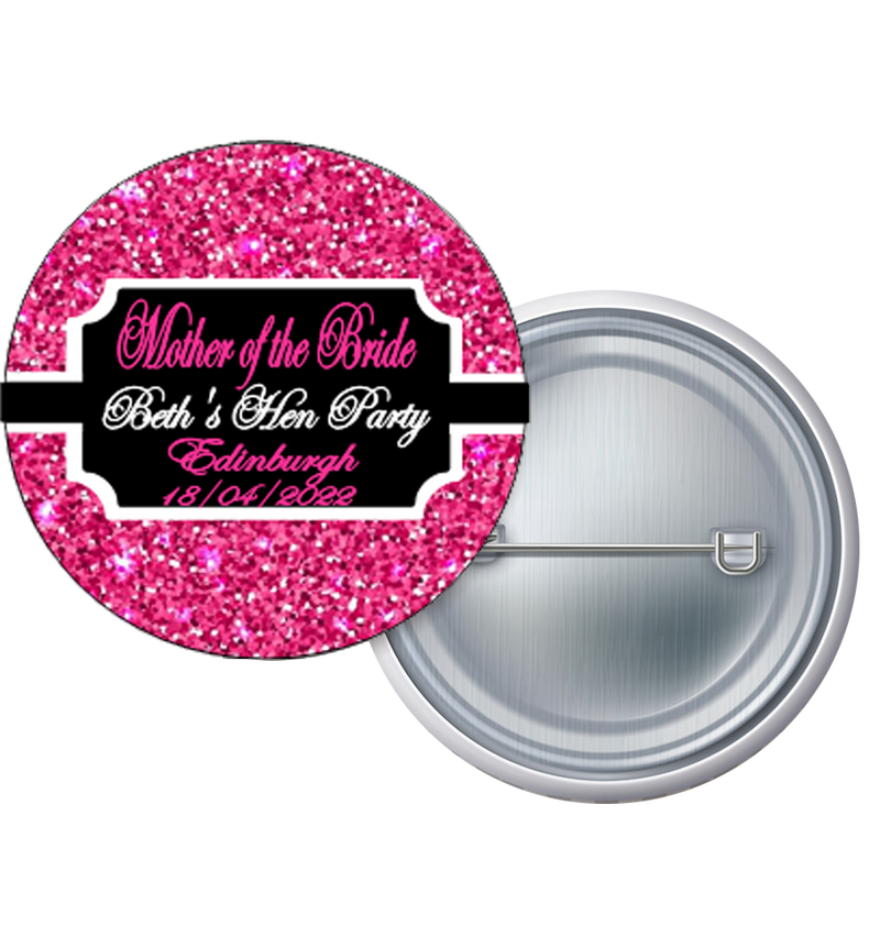 Pink Sparkle Mother of the Bride/Groom Personalised Badge