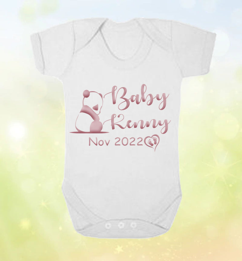 Cute Personalised Baby Vest 'baby panda design'