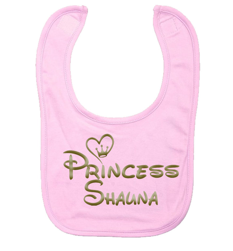 Princess Disney theme Personalised Bib Pink