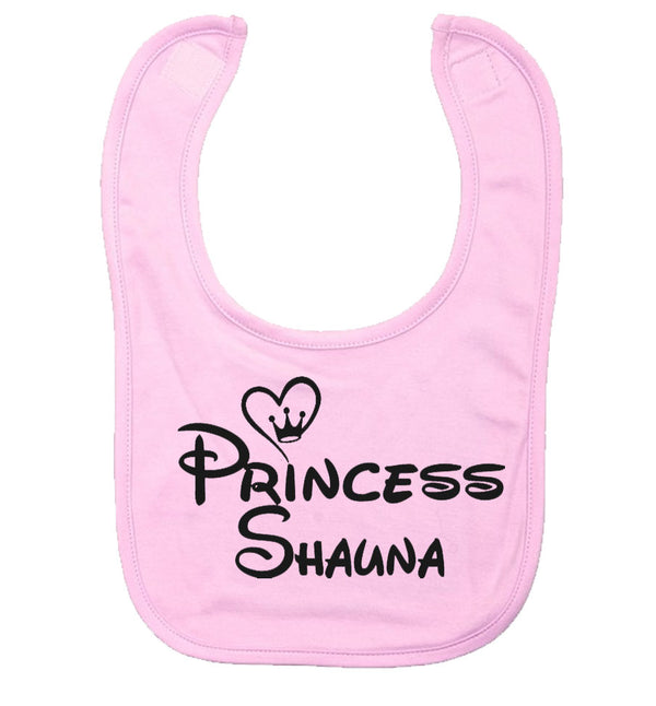 Princess Disney theme Personalised Bib Pink
