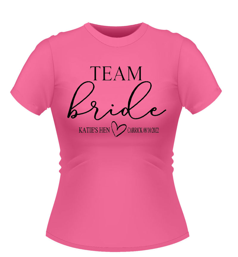 Team Bride Theme Personalised Hen Party T-Shirt