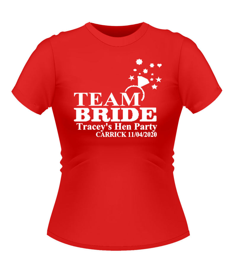 'Team Bride with Ring' Personalised Hen Party T-shirt