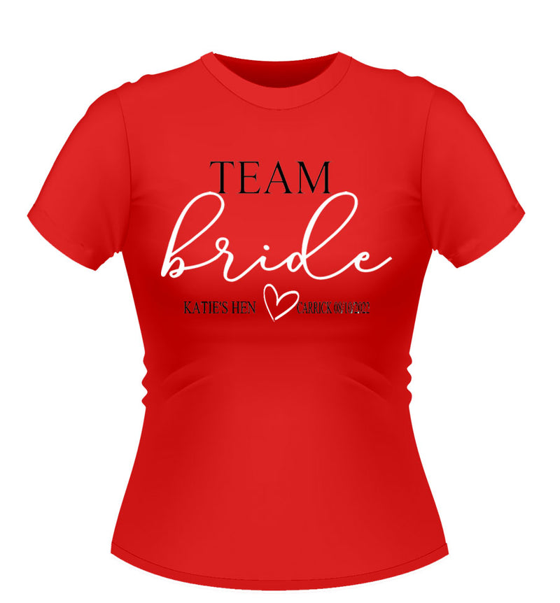 Team Bride Theme Personalised Hen Party T-Shirt