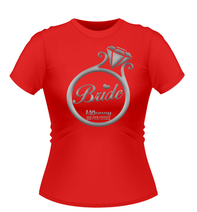 Bride with Ring Personalised Hen Party Tshirt