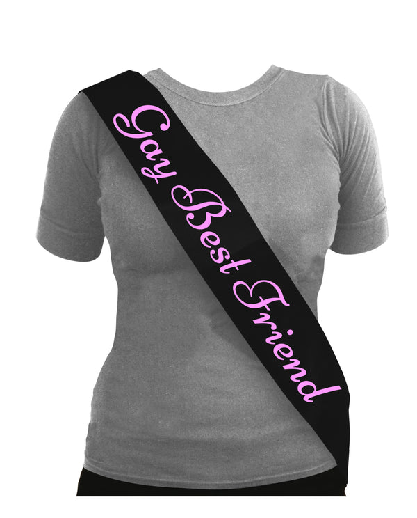 Sash Gay Best Friend Black With pink Text