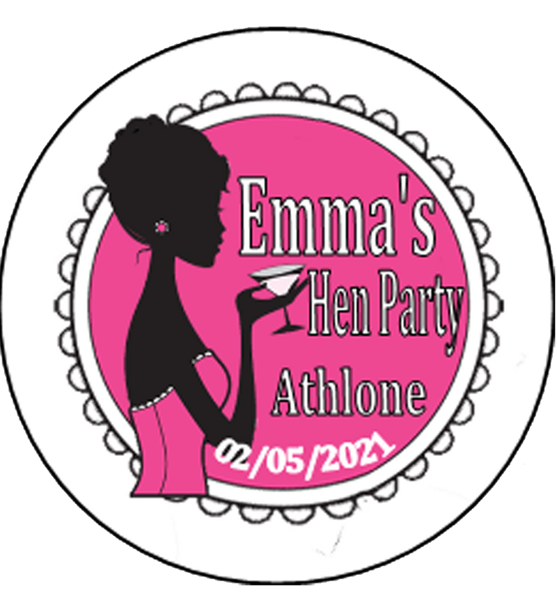 Classy Silhouette Hen Party Personalised Badge