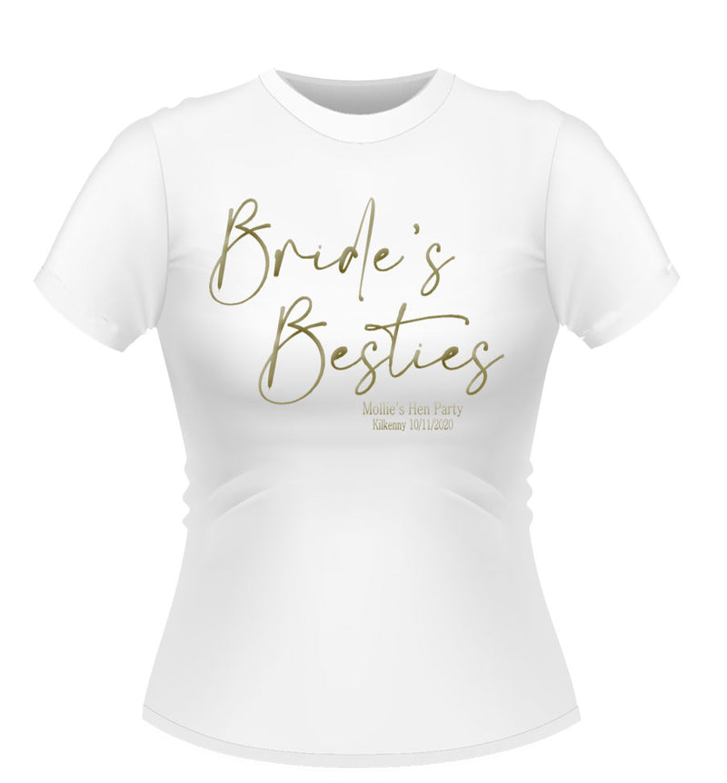 Bride's Besties Personalised Hen Party T-Shirt Script