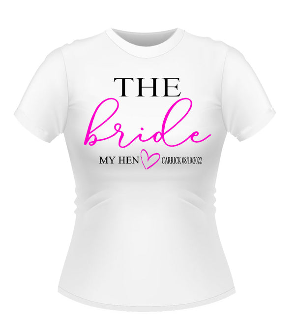 'The Bride' Personalised Hen party TShirt