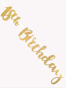 18th Birthday Gold Letter Script Bunting