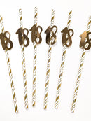 18th Birthday Gold Straws Pack of 6