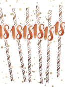 18th Birthday Rose Gold Straws