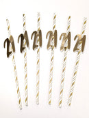 21st Birthday Gold Straws Pack of 6