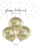 30th Birthday Gold Glossy Balloons