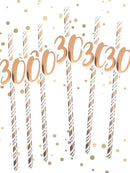 30th Birthday Rose Gold Straws