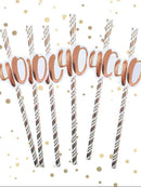 40th Birthday Rose Gold Straws