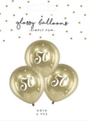 50th Gold Glossy Balloons