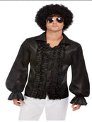 60S RUFFLED SHIRT, BLACK