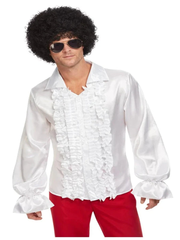 60S RUFFLED SHIRT, WHITE