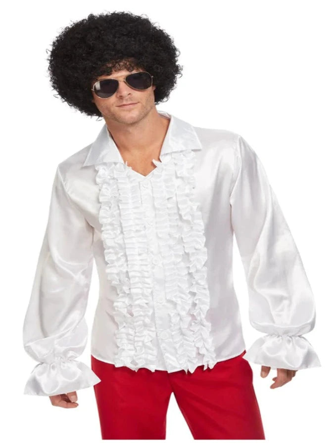 60S RUFFLED SHIRT, WHITE