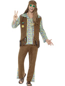 60s Hippie Costume, with Trousers, Top, Waistcoat
