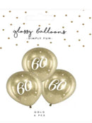 60th Birthday Gold Glossy Balloons