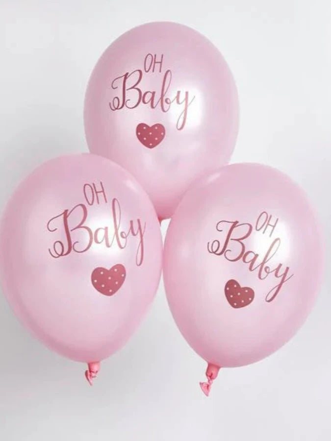 6 PINK OH BABY BALLOONS