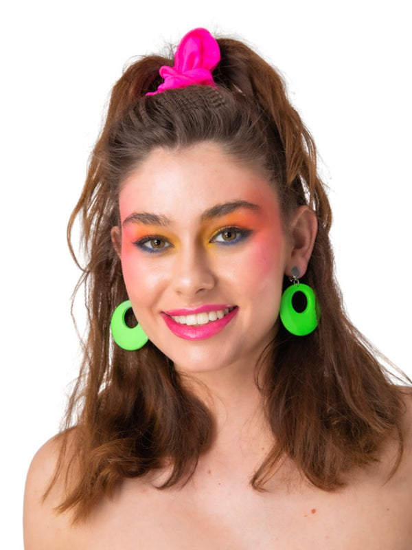 80's Disco Clip-On Earrings - Neon Green