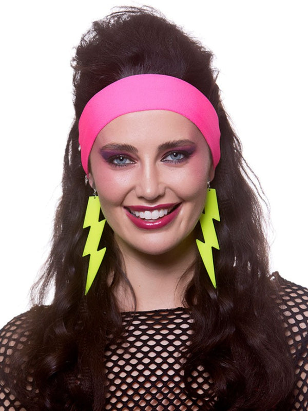 80's Lightning Clip-On Earrings - Neon Yellow