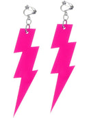 80's Lightning Clip-On Earrings - Neon Pink
