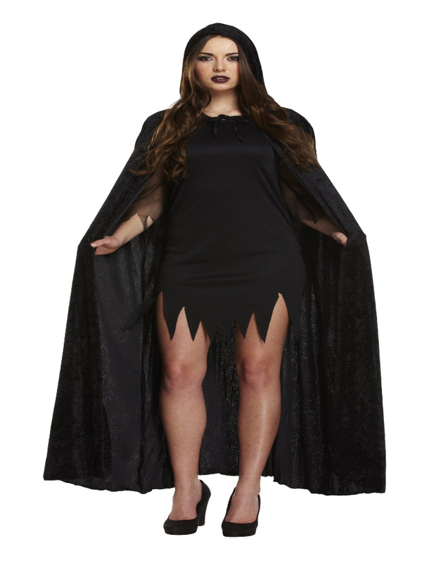 Adult’s Long Black Velvet Cape with Hood