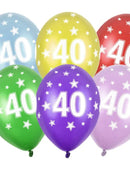 Balloons 30cm, 40th Birthday, Metallic Mix