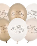 Balloons 30 cm, Happy Birthday, beige mix
