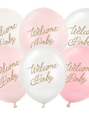 Balloons 30 cm, Welcome Baby, pink mix