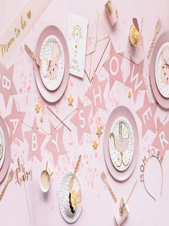 Banner Baby shower, 290x16.5 cm, light pink