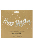 Banner Happy Birthday, silver,