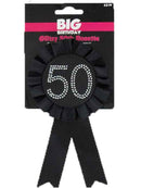 Black 50th Birthday Bling Badge